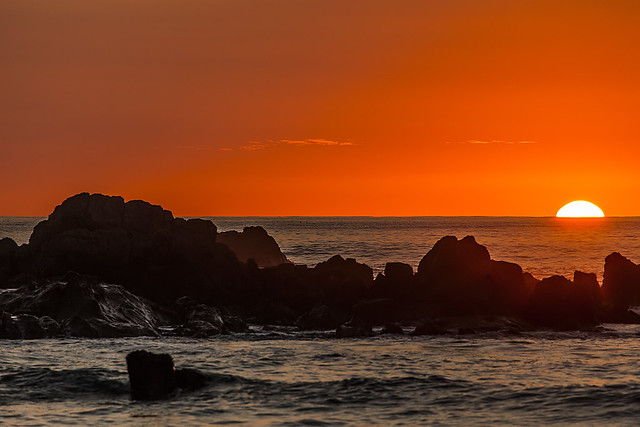Sunset over Rocks in Playa El Carmen, Costa Rica