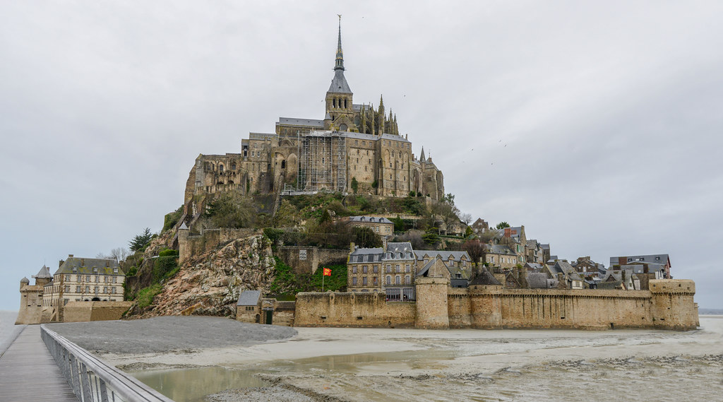 Mont Saint-Michel, a remarkable mediaeval walled city and one of France's most recognisable landmarks