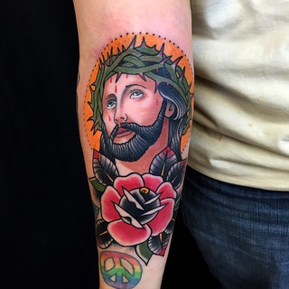 Did Jesus with a tiny face haha By me thomsontattoos at Heritage Tattoo  Brighton UK  rtraditionaltattoos