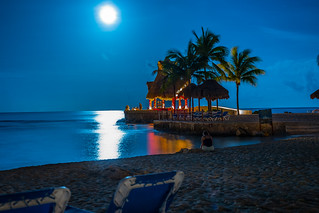Moon Over the Water in Puerto Aventuras Mexico