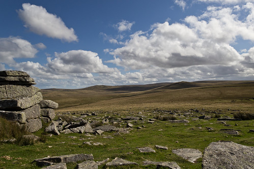england sky clouds landscape nationalpark rocks hill devon granite tor moor grassland dartmoor moorland