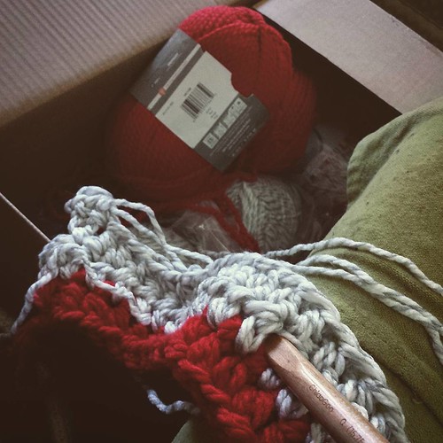 A big box of very bulky yarn arrived today, sharks & foxes will be emerging soon! #notionsmarketing #bernat #bernatwool #crochet #crochetersofinstagram #firebrunetteknits #madeinict #madeinwichita #sharkblanket #foxhood | by chauntelensey