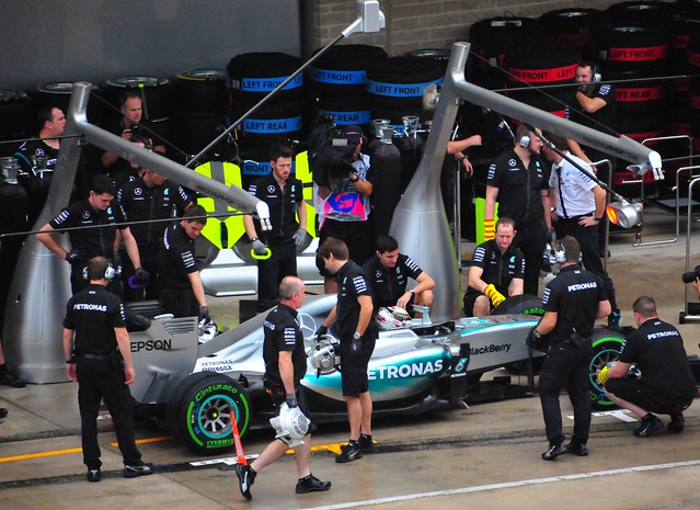 Lewis Hamilton getting serviced