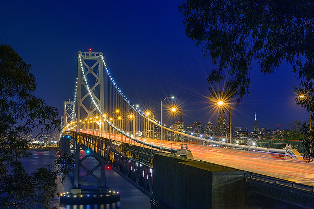 Bay Bridge and Downtown San Francisco, CA USA