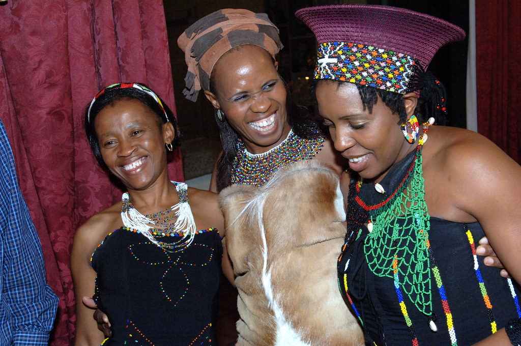 DSC_0237 Miss Malaika UK Beauty Of African Origin Ethnic Cultural Pageant Contest London 2006. With Ditshupo aka Dee Beautiful Botswanan Nurse in Springbok Animal Skin Dress and Zulu Beads with Daulcie and Kansani South African Ladies both in Black Outfit