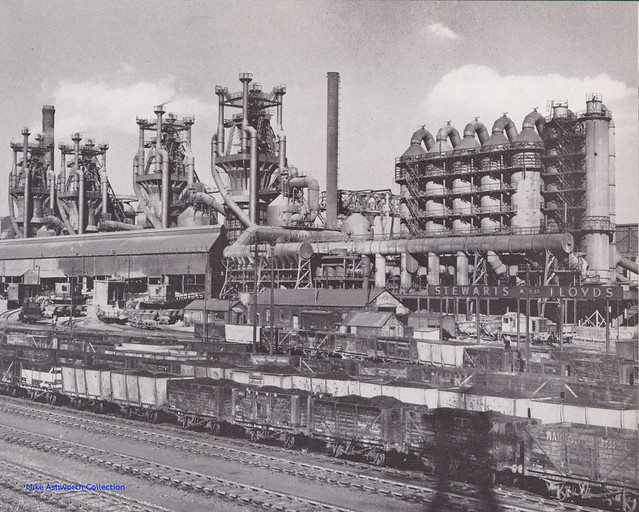 Corby Works of Stewarts & Lloyds seen from the Midland Mainline, c1957 - from 'Transport Age'