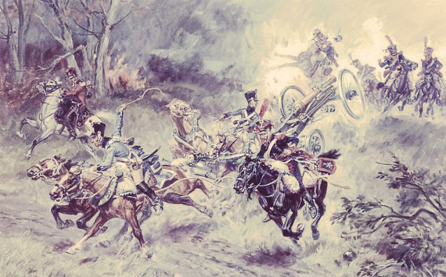 La artillería apenas se salva en la Sorpresa de Cancha Rayada, cerca de Talca, gracias a Juan Gregorio de Las Heras de La Gacha 1818   Gregorio era su apellido pero le decimos Las Heras