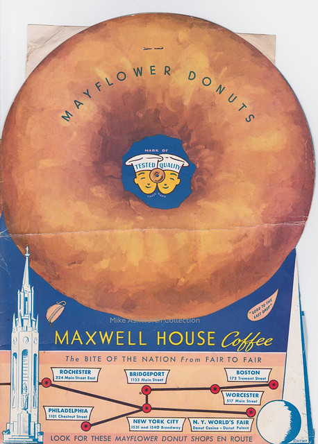 Mayflower Donuts & Maxwell House coffee menu - from New York World's Fair, 1939