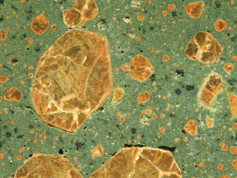 Blairmorite (porphyritic analcime phonolite) (Crowsnest Volcanics, mid-Cretaceous, 100 Ma; near Blairmore, Alberta, Canada) 2