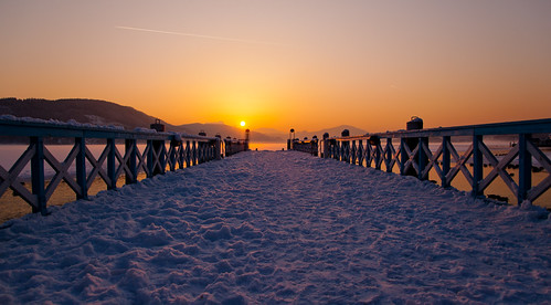 Frozen Sunset by AHO66, @Wörthersee, Klagenfurtaustria bridge brücke eis frozen gefroren ice klagenfurt lake landscape lands