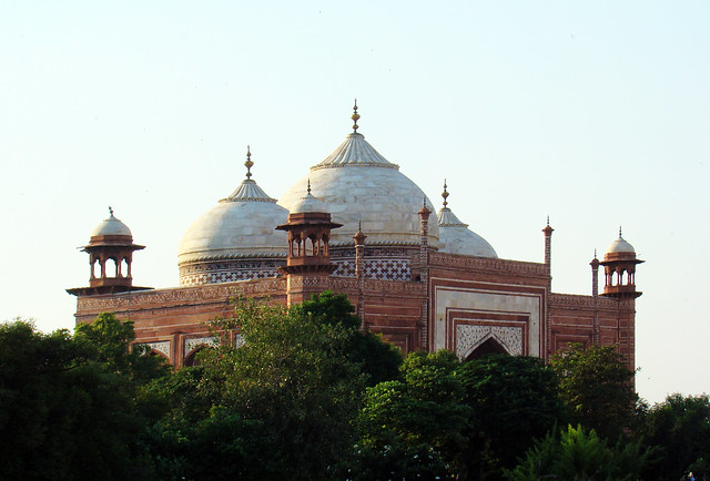 cupulas exterior Mezquita Jama Masjid complejo de Taj Mahal Agra India 09