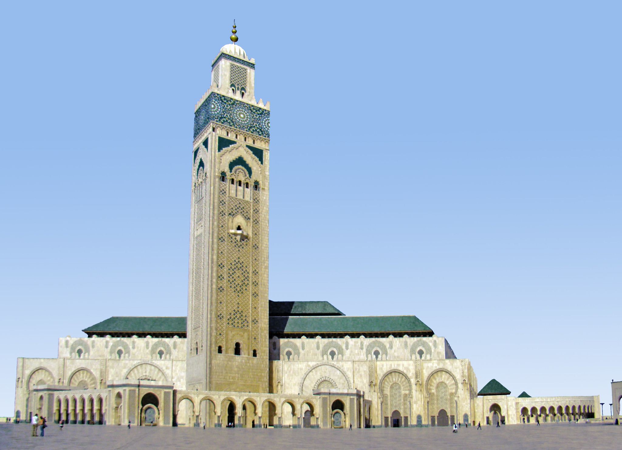 vista exterior minarete o alminar Mezquita Hassan II Casablanca Marruecos 