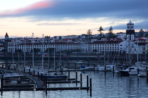 city trees building tower portugal water pool skyline architecture port sunrise landscape dawn town waterfront harbour outdoor azores pontadelgada staneastwood stanleyeastwood