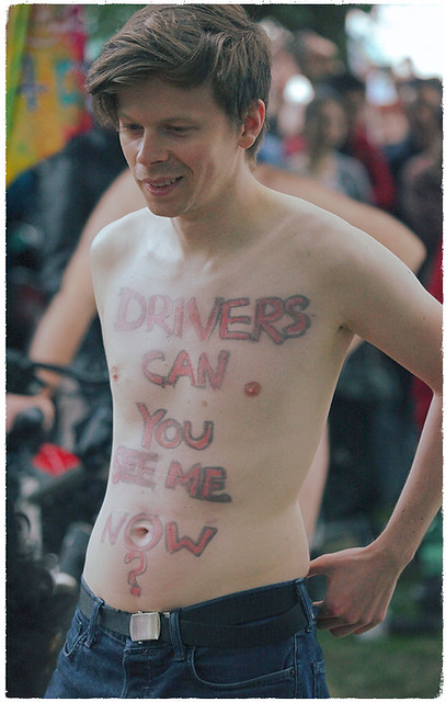 Drivers can you see me now?: World Naked Bike Ride Protestors London 2015