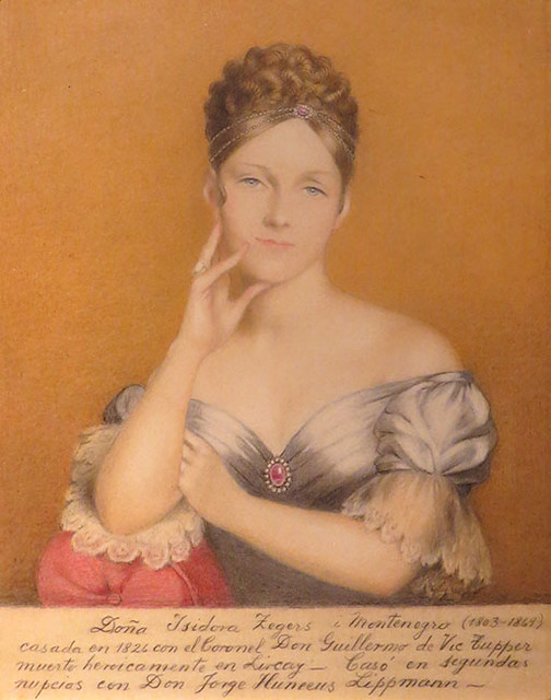 una jovencita Isidora  Zegers en un retrato atribuido a  Raymond Monvoisin que resguarda el Museo del Carmen de Maipú,   630x793