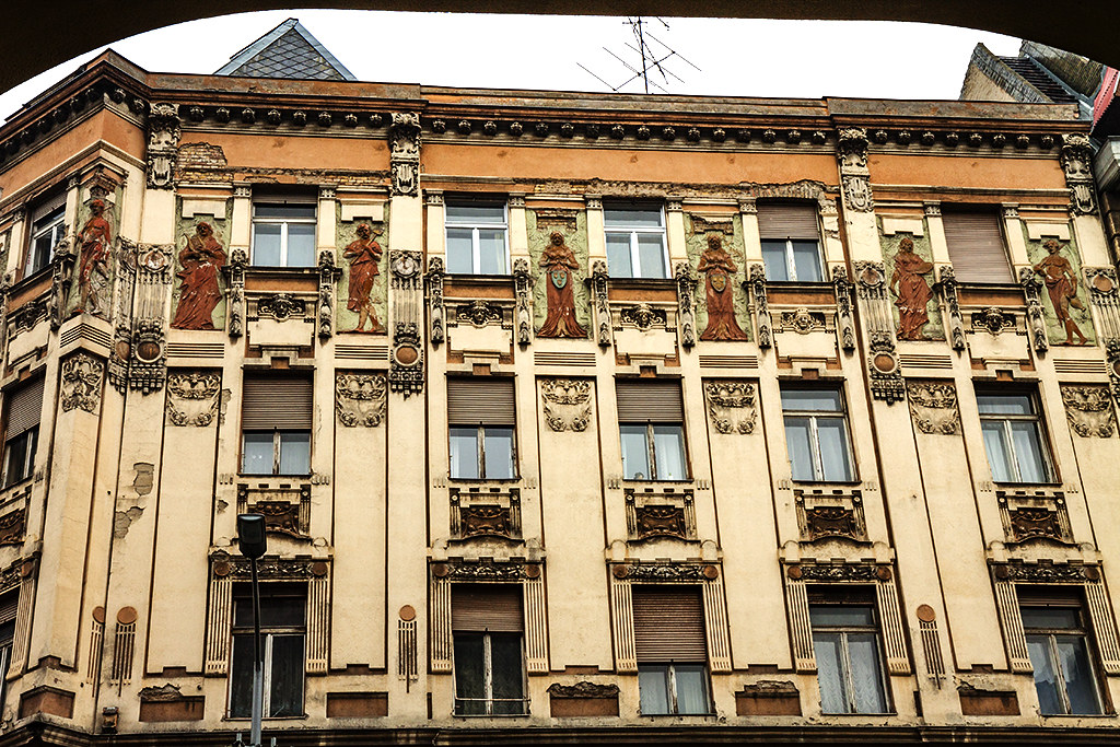 Building partially restored--Budapest