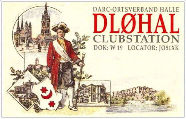 QSL-Card de DLØHAL Clubstation in Halle/Saale (W19)