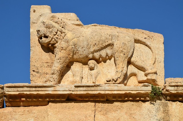 Relief of a Lioness with cub, Qasr Al-Abd, Hellenistic palace dating from approximately 200 BC, Jordan