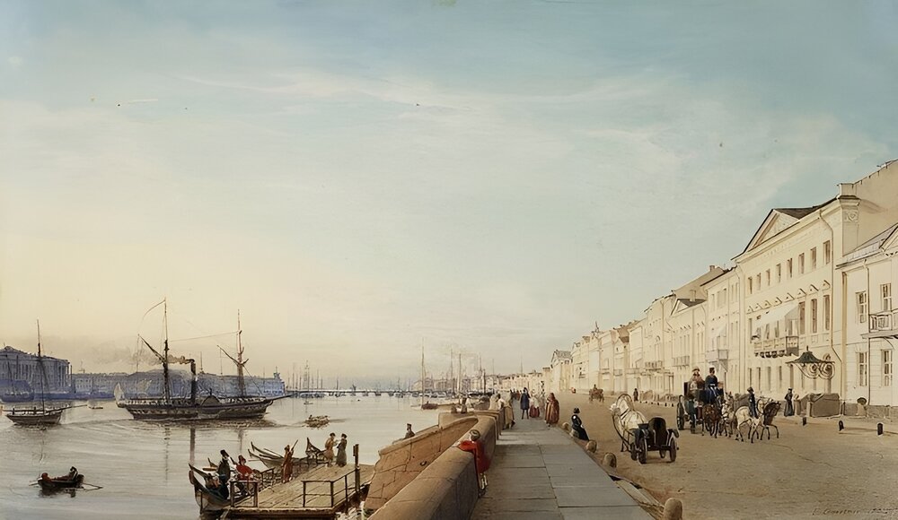 English Embankment in Saint Petersburg by Eduard Gaertner, 1835 