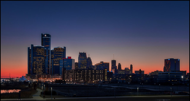 Detroit skyline - Twilight hour