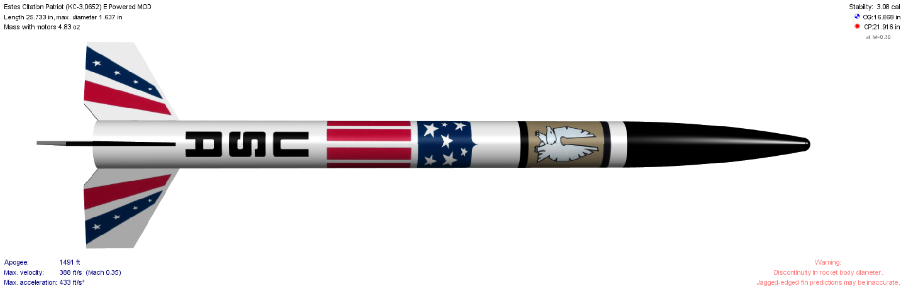 Estes Citation Patriot Skill 1 Model Rocket Kit 0652 for sale online 