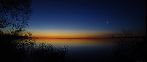 morning blue sunset panorama moon lake electric sunrise dawn twilight michigan great lakes panoramic luna crescent lakemichigan waning
