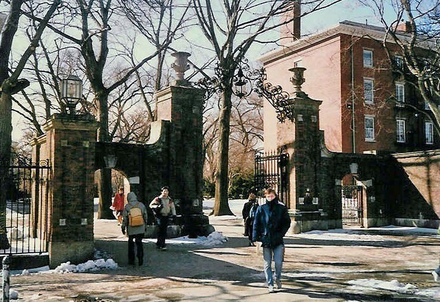 Gate of Harvard Yard , which name is unknown. Taken in March, 1985.