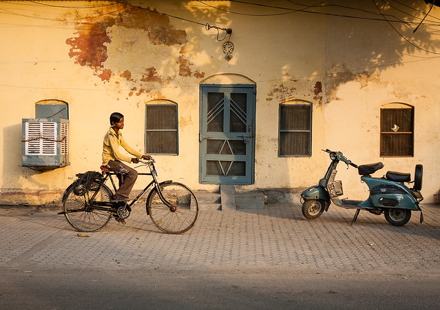Indian boy riding bicycle