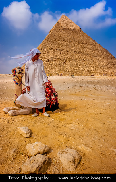 Egypt - Man, Camel & Pyramid of Giza