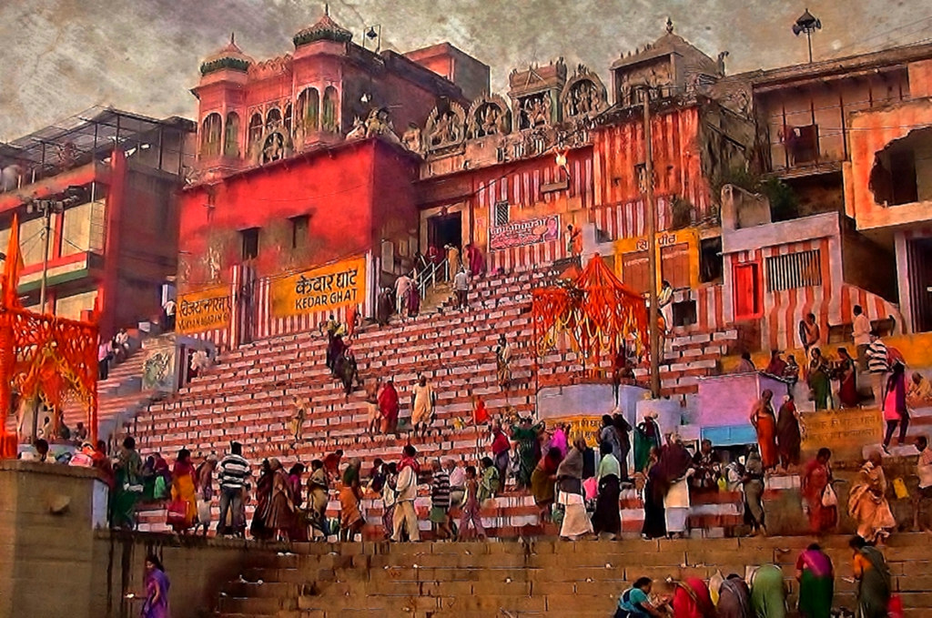 INDIEN, india, Varanasi (Benares) frühmorgends  entlang der Ghats , 14446/7336