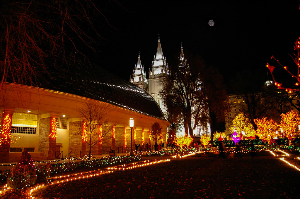 Moon Over Temple Square by donaldwmeyers