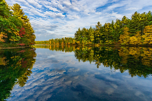 clouds fall lake landscape reflection statepark ashland ma unitedstates