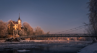 Gattersburg und Hängebrücke in Grimma