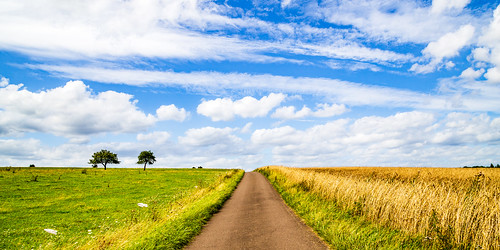 landscape sky clouds grass trees fields blue green outside sebastianschmidt