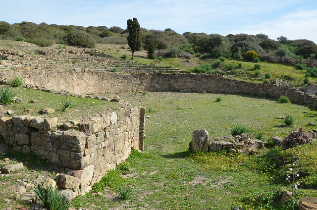 Small amphitheatre with a semicircular cavea (seating section), designed to house theatrical plays and gladiatorial combats, Lixus, Morocco