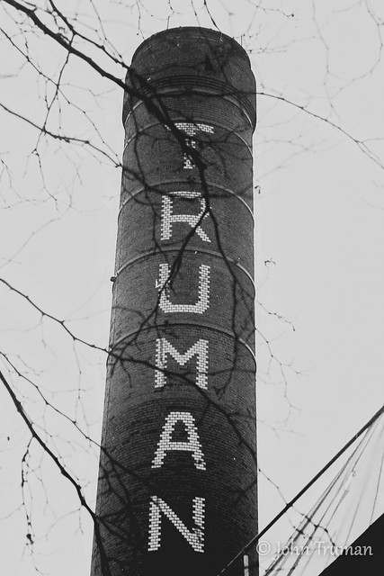 Truman Brewery Chimney, Brick Lane (Olympus OM-1 35mm film)