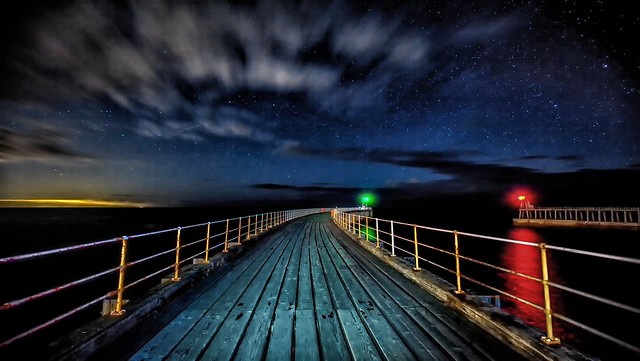 Whitby pier and stars