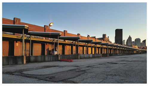 Pittsburgh by real00 [pause on posting], Downtown skyline at sunset from behind the old wholesale produce terminal in the Strip District of P