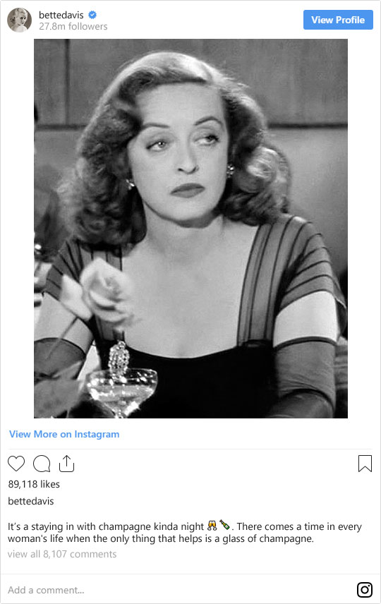 If Legendary Old Hollywood Stars Were on Instagram Today: Bette Davis | Not Dressed As Lamb (image: WikiCommons)