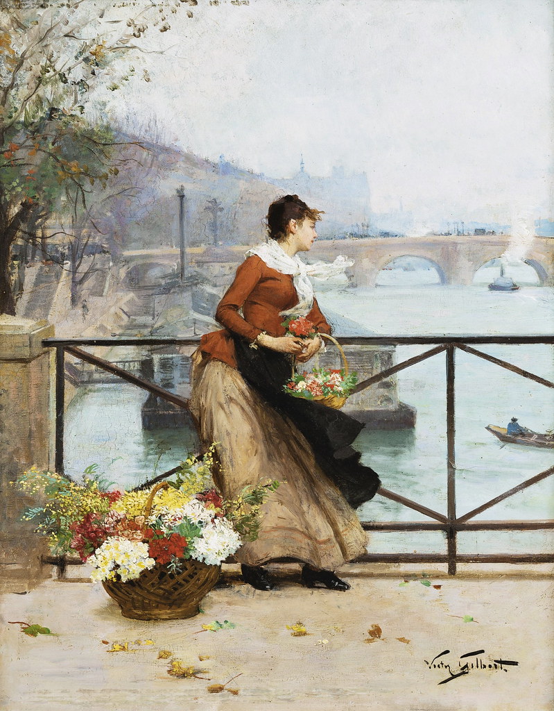 Victor Gabriel Gilbert «Flower merchant on the Pont des Arts, Paris»
