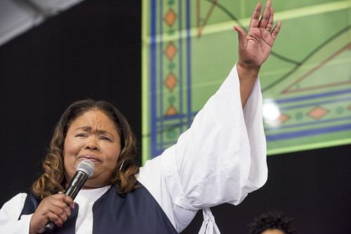 Kathy Taylor and the Favor perform in the Gospel Tent at Jazz Fest day 2 on April 26, 2019. Photo by Ryan Hodgson-Rigsbee RHRphoto.com