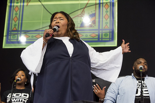 Kathy Taylor and the Favor perform in the Gospel Tent at Jazz Fest day 2 on April 26, 2019. Photo by Ryan Hodgson-Rigsbee RHRphoto.com