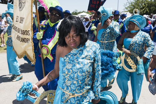High Steppers Brass Band with Divine Ladies, Dumaine St. Gang and Family Ties SA& PC at Jazz Fest day 3 on April 27, 2019. Photo by Ryan Hodgson-Rigsbee RHRphoto.com