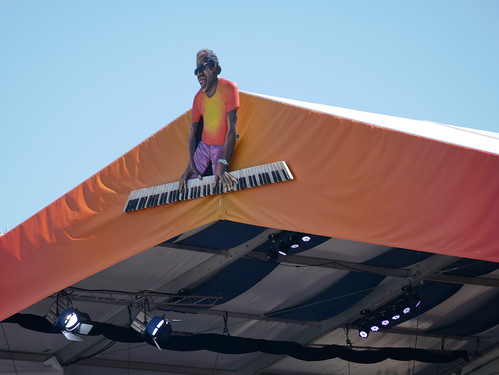 Professor Longhair over the Acura Stage on Day 3 - 4.27.19. Photo by Louis Crispino.