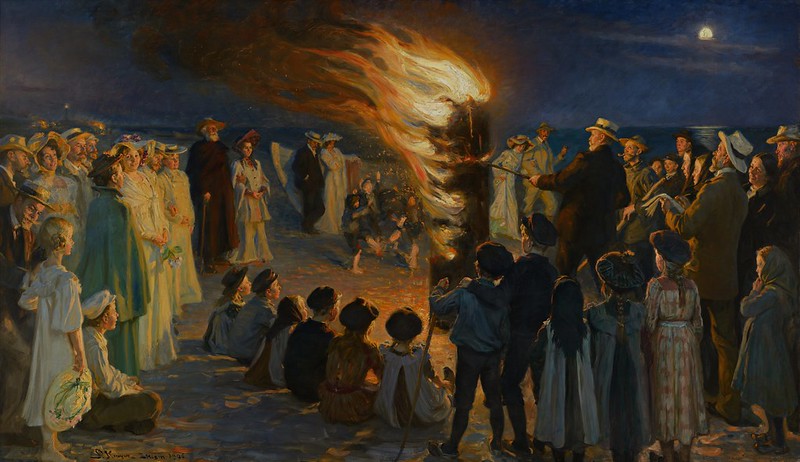 Peder Severin Krøyer - Midsummer Eve bonfire on Skagen's beach (1906)