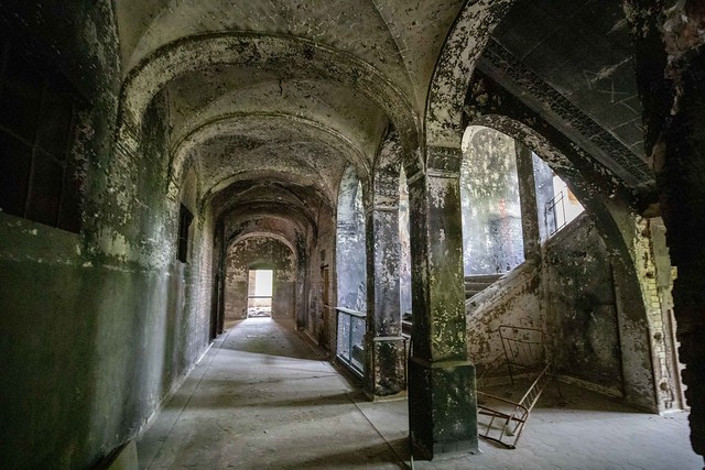 The largely abandoned and decaying Beelitz Hospital Complex in the outskirts of Berlin