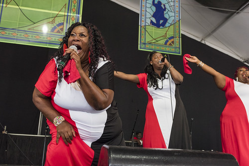 The Anointed Jackson Sisters at the Gospel Tent during Jazz Fest 2019 day 8 on May 5, 2019. Photo by Ryan Hodgson-Rigsbee RHRphoto.com