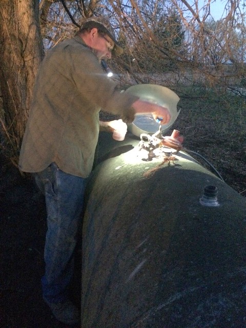 Checking the propane tank