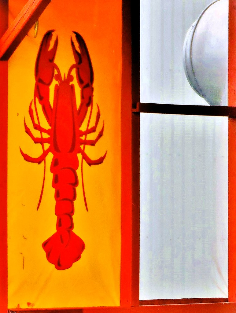 Lobster illustration; window panel