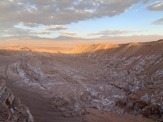 Sunset at 2,580 meters (8,464.56 ft) above sea level, the Valley of Mars, the Valley of the Moon (Valle de la Luna), San Pedro de Atacama, the Atacama Desert, Chile.
